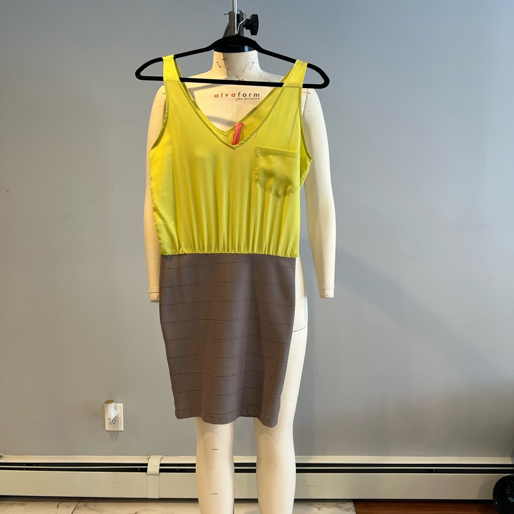 Eight Sixty Lime and Grey Mini Dress